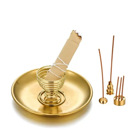 Brass Incense Holder - 9-Hole Incense Stick Burner with Ash Catcher, Decorative Incense Tray for Home, Office & Meditation, Indoor Incense Stand