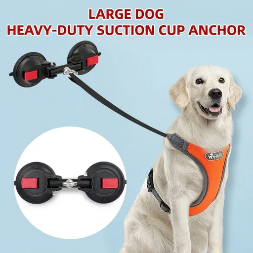 Heavy-Duty Suction Cup Anchor for Large Dogs – 360° Rotating Metal Ring, Dual 120mm Strong Suction Cups for Bathing, Grooming & Tug Toy Fixation on Smooth Surfaces, Reusable & Waterproof (Dual Suction-Cup)
