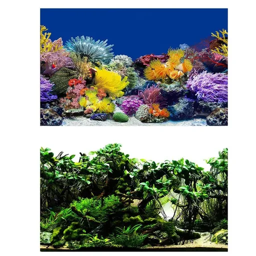 Aquarium Background Fish Tank Wallpaper Double Sided Decoration Sticker Paper - J-50cmx82cm