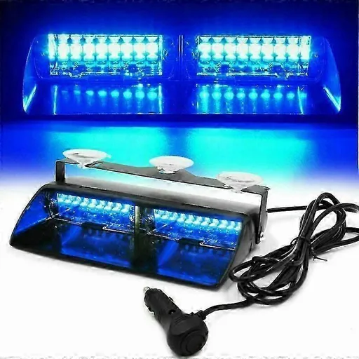 Blue LED Strobe Warning Light, 16 LED Waterproof 12V-24V Emergency Flash Lamp