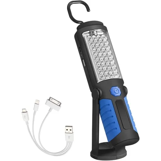 Multi-Function LED Work Light - USB Rechargeable Magnetic Flashlight with 360° Rotation, Waterproof Portable Lantern for Auto Repair, Camping & Emergency