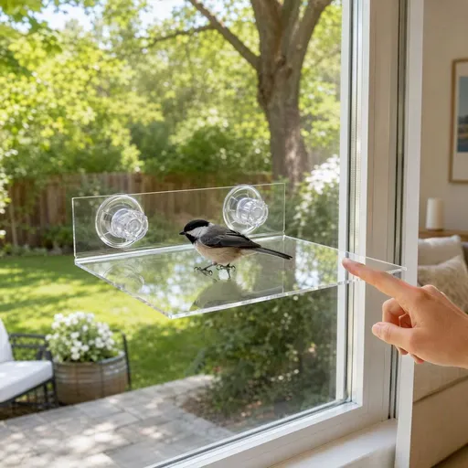 Transparent Parrot Perch, Ideal for Small Birds, Strong Suction Cup, Lightweight