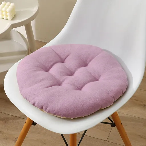 Seat Cushion 19.7*19.7in Thickened Large Size Chair Cushions Candy Color Round Soft Office Chair Cushion Breathable Linen Meditation Floor Pillow for Tatami Living Room Car Dorm Desk Chair 15.7" x 15.7" Purple
