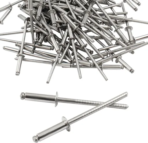 100pcs 1/8" x 1/2" Blind Rivets, 3.2mm x 13mm Round Head Stainless Steel Pop Rivets for Luggage Automobile Sheet Metal