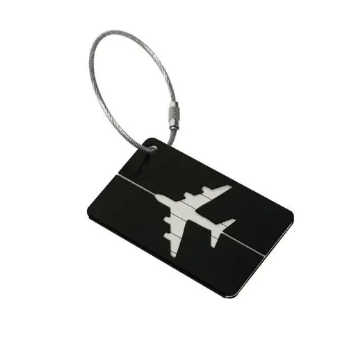 Luggage Tag Aluminum Travel Baggage Suitcase Identity Address Name Label Cards - Black