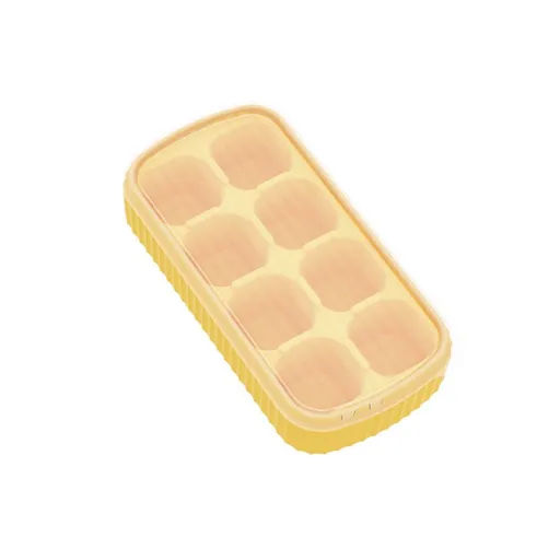 Silicone Ice Cube Tray, with Lid,8 Grid Soft Bottom Ice Cube Tray, Square Fruit Ice Cube Maker, Easy Operation (4pcs)