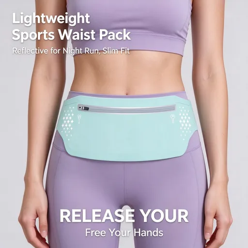 Running Waist Bag for Men Women Outdoor Sports Phone Pouch Slim Close‑Fitting Nylon Waist Pack, Halloween Fitness Accessory, Light Blue, Fits Up To 7.5 Inch, Waist 60‑130cm, 2 Pcs