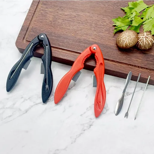 2 Pcs Crab Disassembly Tool Set – Portable Detachable with Built-in Storage Box, Convenient for Eating Crab, Seafood Kitchen Gadget Black+Red
