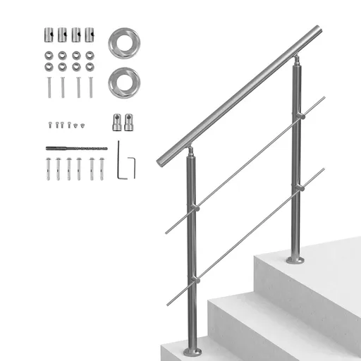 39.4in Handrails for Outdoor Steps 2 Crossbars Staircase for Porch Deck