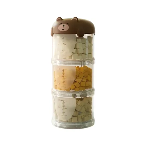 3-Tier Portable Pet Food Storage Container - Stackable Snack Bucket Bear Lid - Coffee