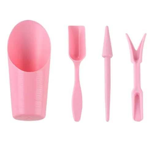Mini Garden Tool Set Small Plant 4pcs Garden Shovel Hand Tools Transplanting Succulent Cultivation Digging Scoops Kits, Pink