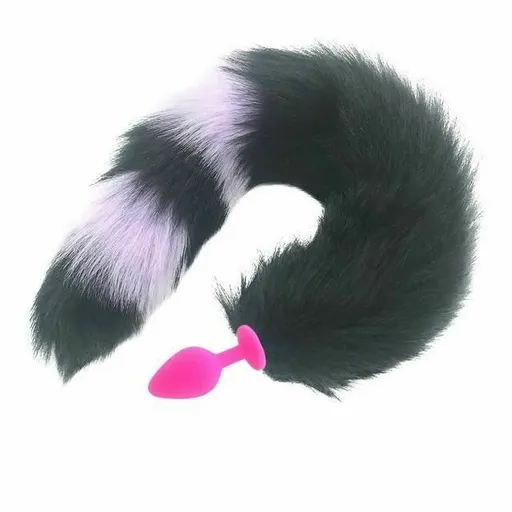 House Of Dasein Black Fox Tail Anal Butt Plug Faux Fur Stainless Steel Cosplay Bdsm Pet Play - Black - Medium 102