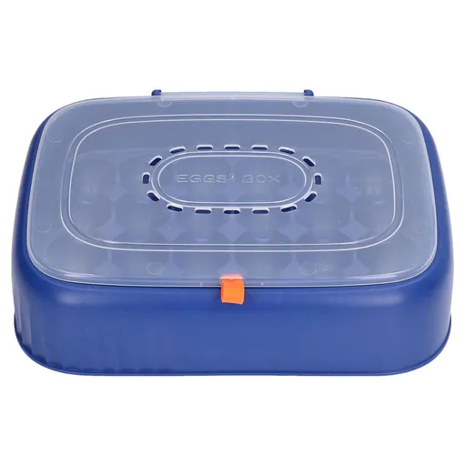 24 Eggs Containers ABS Egg Tray Storage Box Refrigerator Organizer Bins with Breathable VentsDark Blue