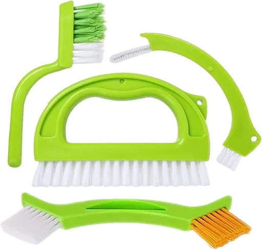 4 Piece Cleaning Brush Set for Deep Cleaning Bathroom and Window Grooves Ergonomic Handle Durable Plastic