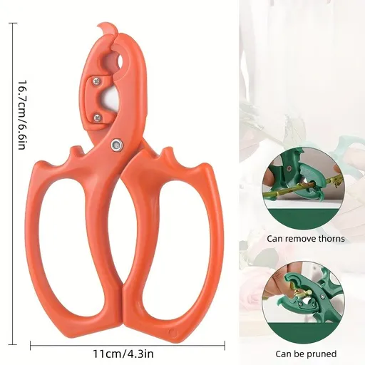 Floral Scissors 2-in-1 Flower Branch Pruning Shears Stainless Steel Gardening Shears Rose Thorn Remover Red