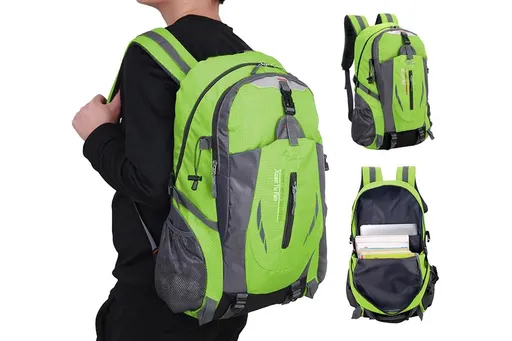 Water-resistant Hiking Backpack Travel Camping Nylon Outdoor Bag for Men and Women -Green