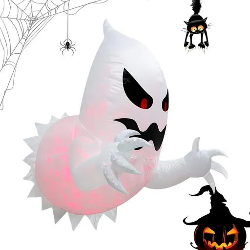 Halloween - 140cm - Mega Inflatable Flying Ghost - LED Horror Inflatable Ghost - Flying Ghost - Scary Decorative Element - Inflatable Decoration - Party Decoration/Ornament - for Garden /Indoors Carnival /Party /Holiday /Halloween /Christmas