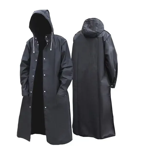 EVA Rain Jacket for Adults, Waterproof and Shockproof with Black Hood for Cycling and Outdoor Hiking L