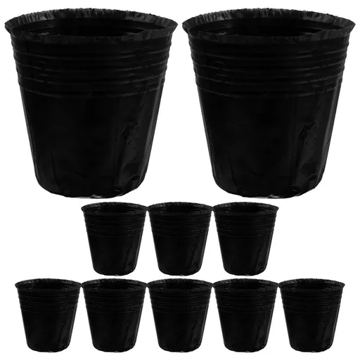 100Pcs Black Thick PE Planting Bags with Drainage Holes, Gardening Grow Pouches for Plants