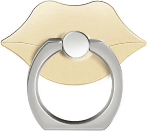 Gold-colored lips Ring finger holder - stand for phone or tablet
