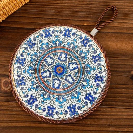 4-Pack - Chinese Retro Ceramic Trivet, Heat-Resistant, Non-Scratch Coaster with Cork Base, 17cm Round Table Mats - Blue-and-White Porcelain Pattern
