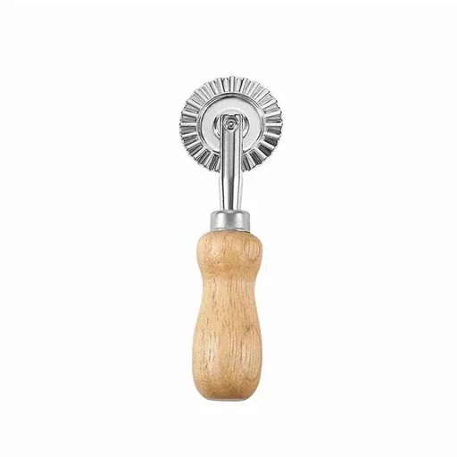 Biscuits Wheel Cutter, Pasta Cutter Wheel, Ravioli Pizza Cutter Wheels With Long Wooden Handle Dumpling Lace Making Noodle Dough Ruffled Edge