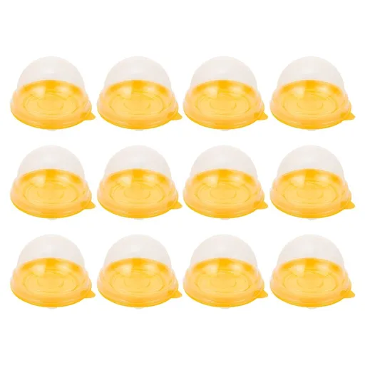 100pcs Golden Round Mini Cake Boxes Plastic Dessert Containers with Airtight Seal for Food Storage and Party