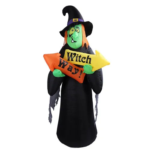 4.4ft Halloween Inflatable Witch Decoration Holiday Blow Up Lighted Witch Yard Lawn Decor for Outdoor Garden EU Plug 220‑240V