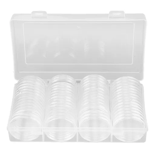 Clear Coin Storage Box 60 Pieces 41mm Coin Capsules Coin Collection Container Box for Coin Collector