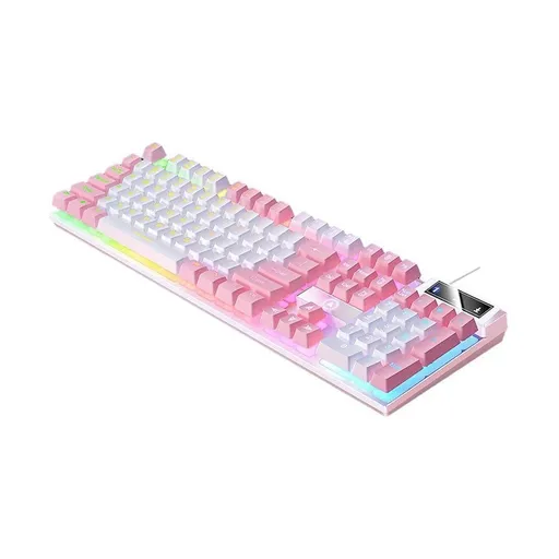 104 Keys Gaming Keyboard Wired Backlit Keyboard Pink