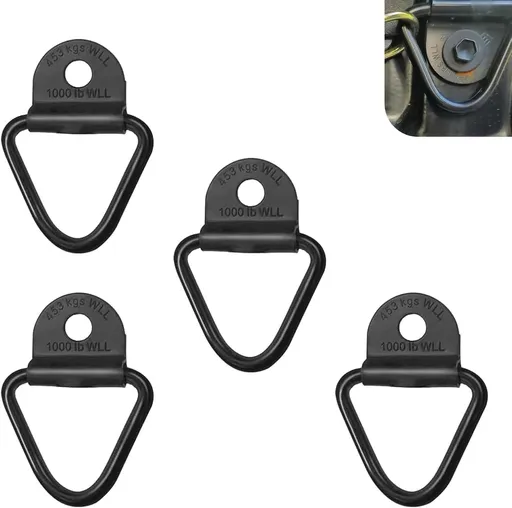 4 PCS Cargo Tie Down Anchors, Heavy Duty V-Shaped Trunk Hook, Multi-Function Anti-Rust Secure Anchor, Universal Embedded Installation Accessory for Off-Roads Trailers Trucks SUVs (Black)