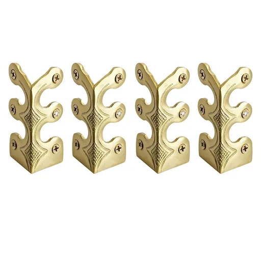 4 Pack Vintage Metal Corner Protectors, Solid Brass Covers for Tables Furniture and Wall Edges, High Strength Design, Style B
