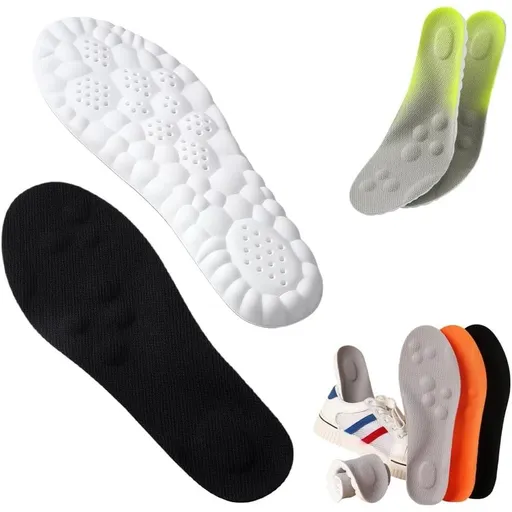 4D Insole for Men Women, New Memory Foam Cloud Insoles with Arch Support & Shock Absorption, Trim to Fit All Shoe Types