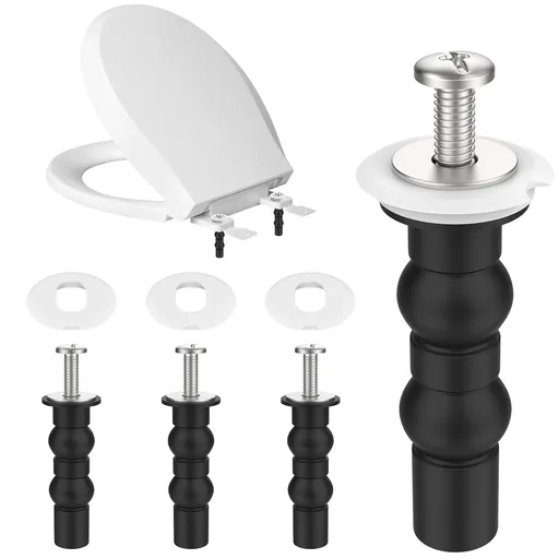 4Pcs Toilet Seat Screws Replacement, Stainless Steel Top Mount Hinges with Expanding Rubber Bolts & Washers, Universal Fit for American Standard Toilet Seat Bolts