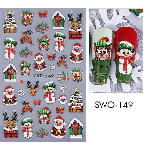 Nail Stickers Christmas Nail Art Self-Adhesive Multi-color 3 Piece Set