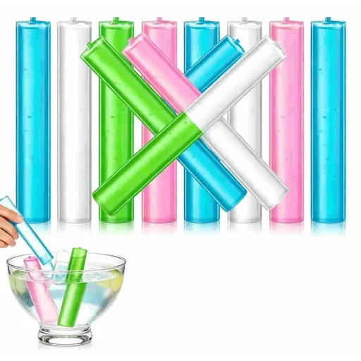12Pcs Reusable Ice Cubes, Washable Ice Stick for Drinks, Plastic Summer Water Bottle Ice Cube for Water Jug Coffee Whiskey Wine Beer Party Supplies Drink(4 Colorful and 8 White)