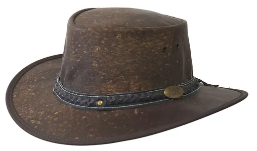 Kangaroo Leather Hat Crushable Travel Outback Brown