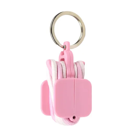 3-PCS Pink Portable Hair Tie Organizer Keychain Compact Hair Accessories Holder with Clip for Travel School Bag and Purse