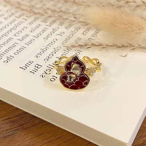 Chic Pattern Enamel Open‑End Ring | Halloween Stacking Decor | High‑Grade Versatile Ladies Statement Ring