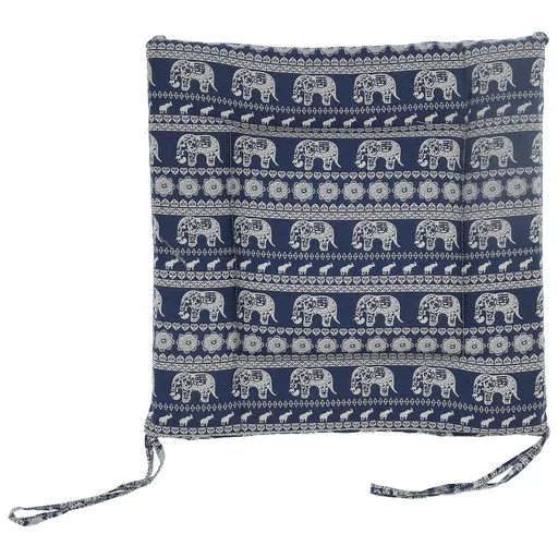 Chair Cushion Simple Pure Cotton Linen Thick NonSlip Soft Seat Cushion for Floor(Blue Elephant )