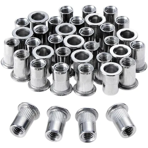 100 pcs M6 Stainless Steel Rivet Nuts Flat Thread Rivet Nuts