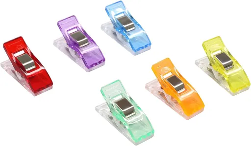 Small Sewing Fabric Clips, 48 Pcs Mini Multipurpose Quilt Clips for Quilting Crafts, Assorted Bright Colors with Plastic Box (Multicolored)