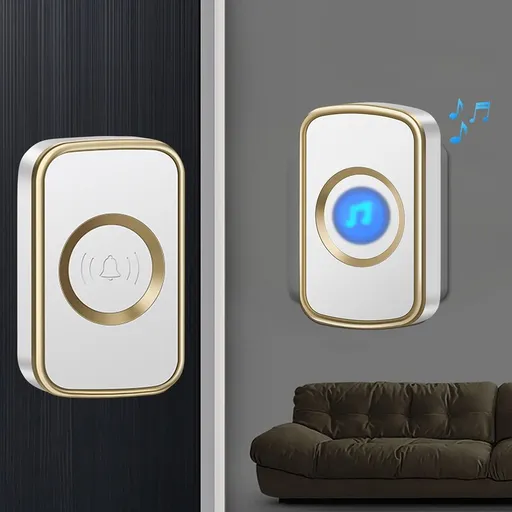 Wireless Doorbell Set with 60 Chimes and 200 Meter Range, No Battery Needed for Receiver, Plug-In Household Pager