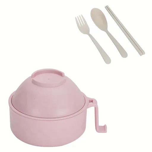 Ramen Bowl Set Microwave Ramen Cooker Instant Noodles Bowl With Chopsticks - Pink
