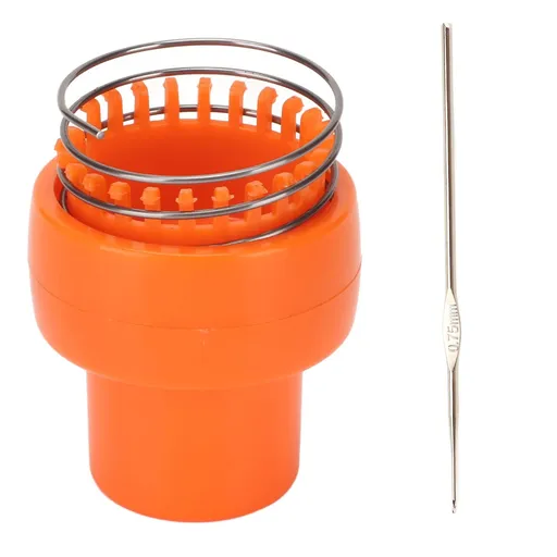 Mini Loom Machine, Wire Crochet Loom Orange Ergonomic Design Auto Release Safe Durable Wire Crochet Knitter for Hat Scarf Socks