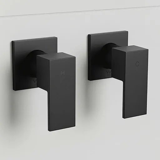 Bathroom Shower Bath Hot and Cold Square Mixer WATERMARK Certified in Black