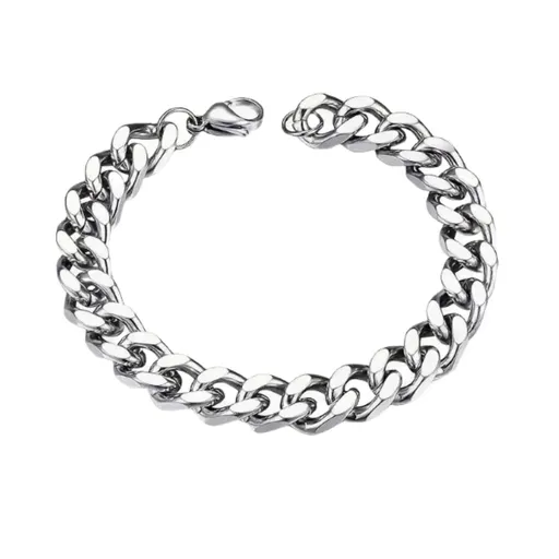 Unisex Stainless Steel Cuban Link Bracelet, Fashion-Forward Design, Durable & Timeless Accessory, Silver