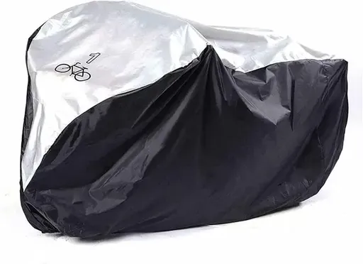 PU-Coated Waterproof Bike Cover with UV and Dust Protection for Mountain, Road and City Bicycles, Black and Silver, 190 x 72 x 110 cm