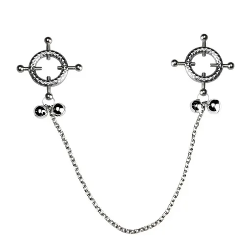 House Of Dasein Breast Clip Leather Belt Bondage Stainless Steel Nipple Clamp With Chains - Style Qk-C8007