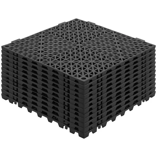 Modular Interlocking Cushion, 12 Pack 30 x 30 cm Splicing Drainage Mats, Bathroom, Kitchen, Pool, Wet Area, Black